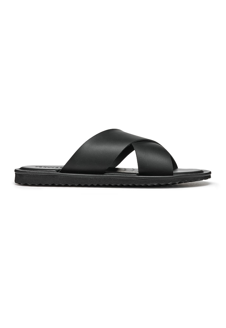 Papuci de piele - Negru