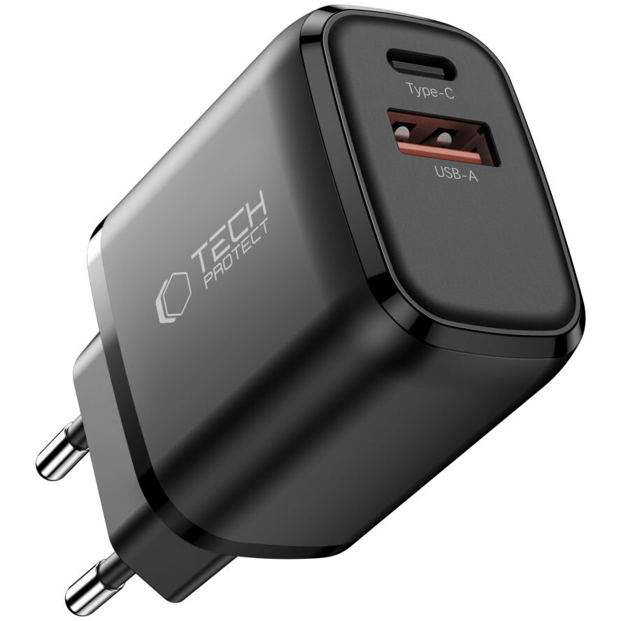 Incarcator NCA45W-GAN, 1x USB-C, 1x USB-A, Power Delivery 45W, Negru