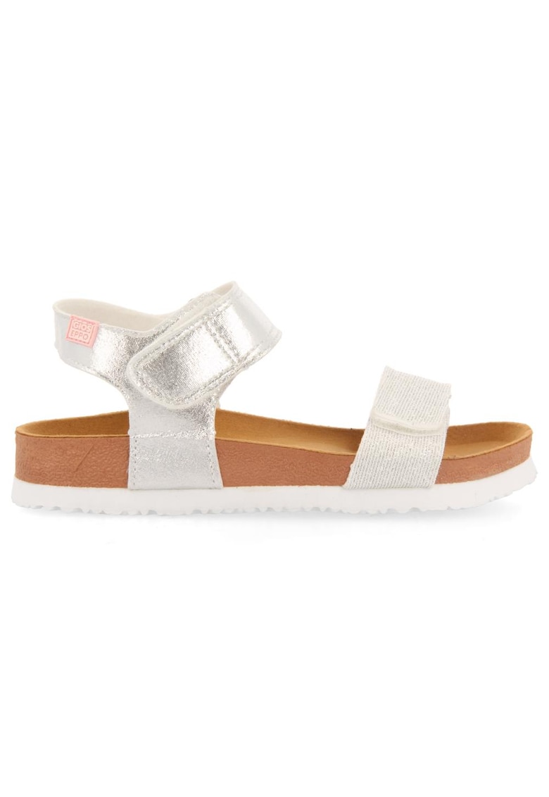 Sandale cu velcro si aspect metalic Aransas - Alb