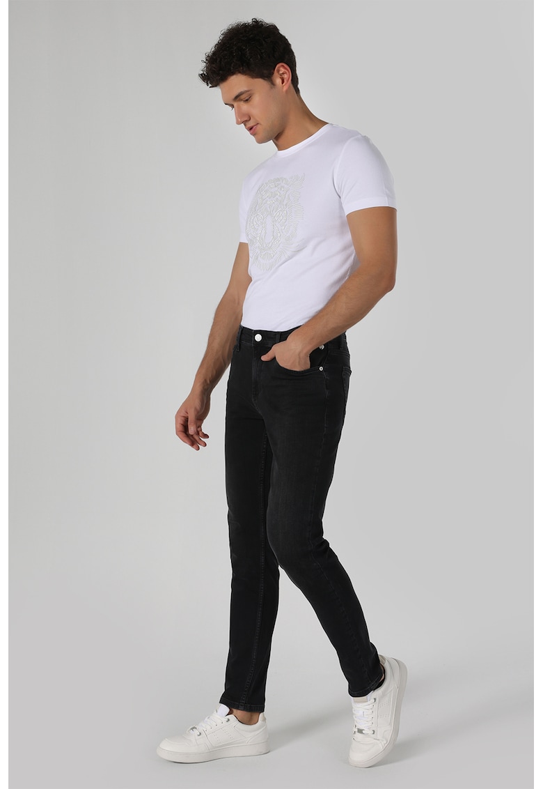 Blugi slim fit cu talie joasa 41 Danny - Negru