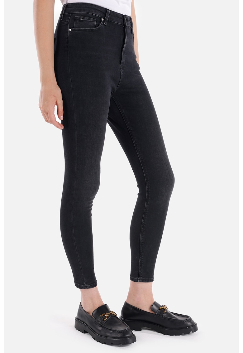 Blugi crop slim fit - Negru