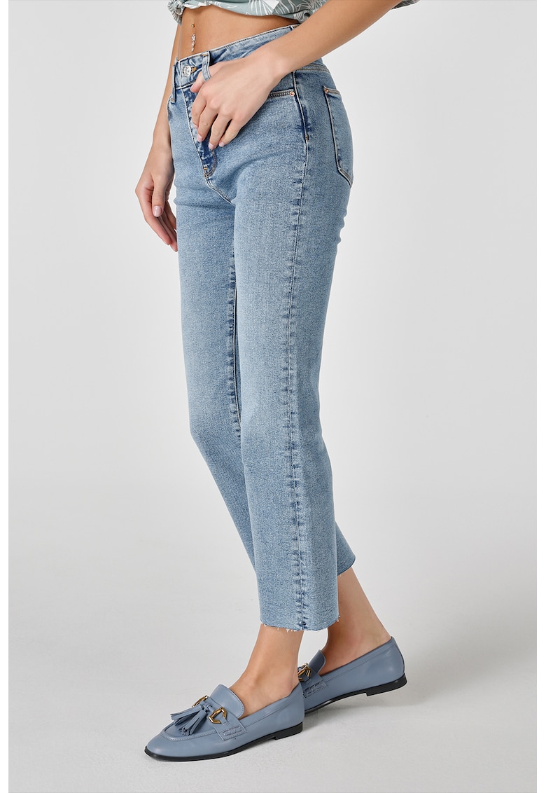 Blugi crop cu talie medie - Albastru deschis