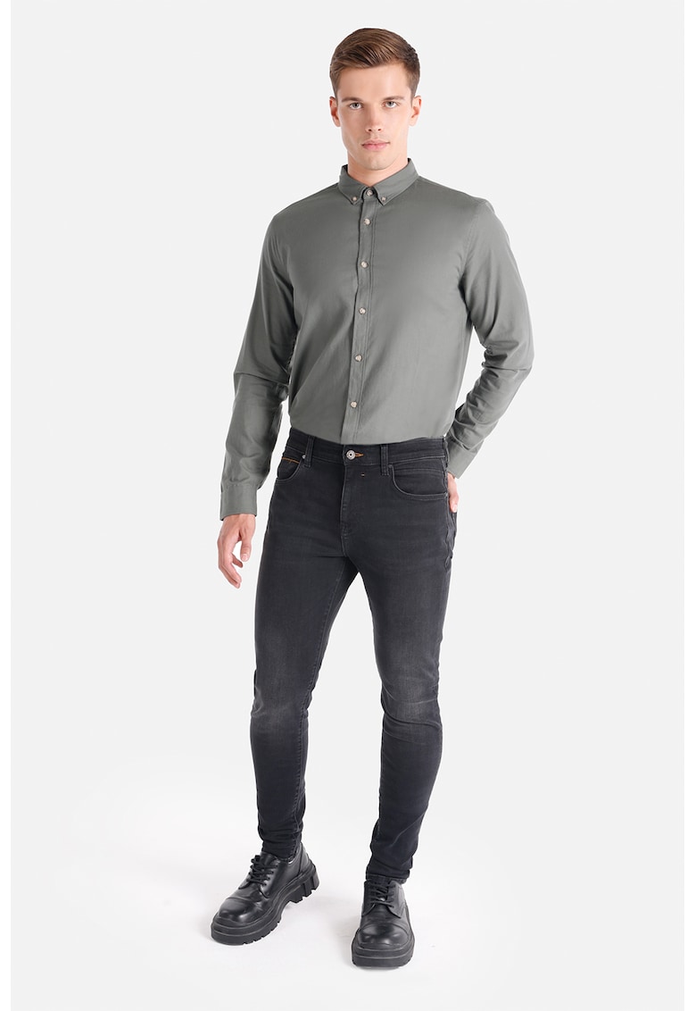 Blugi skinny cu aspect decolorat - Negru stins
