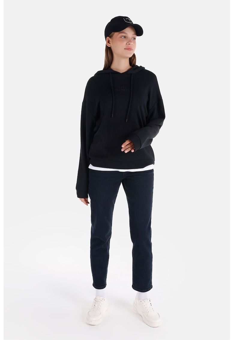 Blugi crop cu talie inalta - Bleumarin