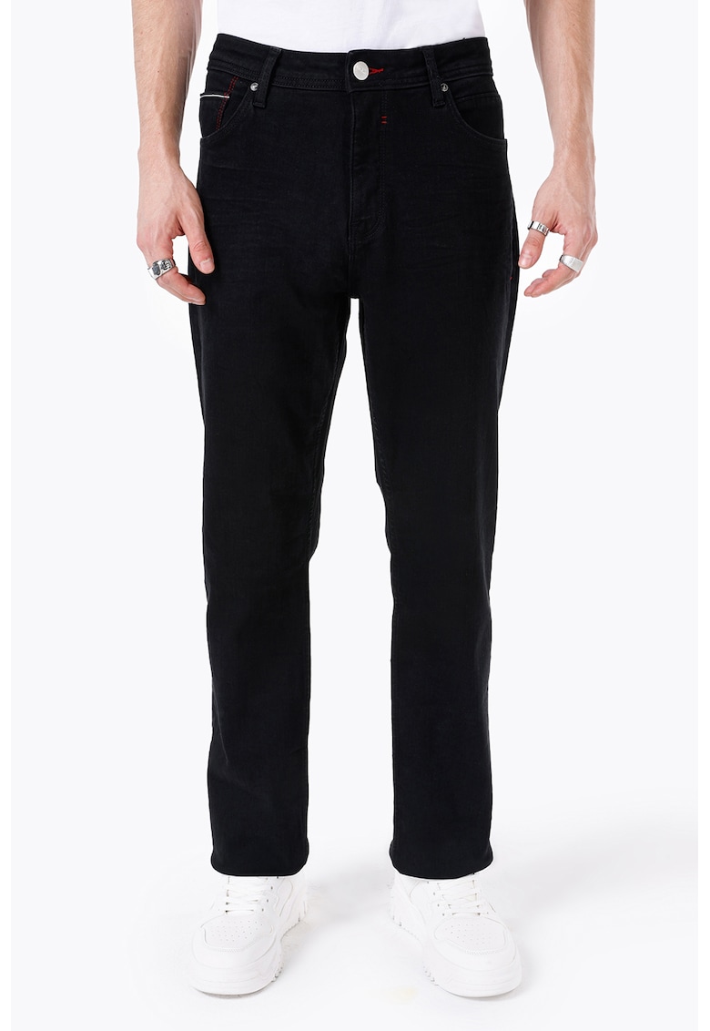 Blugi slim fit cu croiala dreapta 045 David - Negru