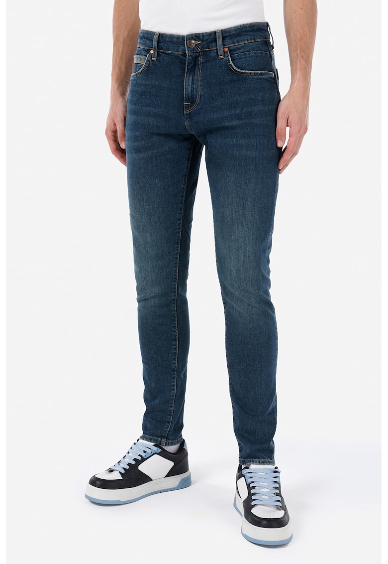 Blugi skinny cu talie medie - Albastru petrol