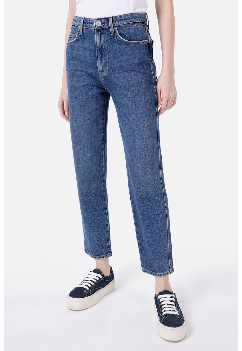 Blugi crop cu croiala dreapta - Albastru deschis