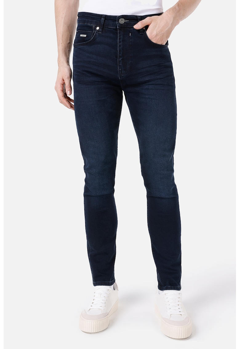 Blugi skinny cu talie medie - Negru