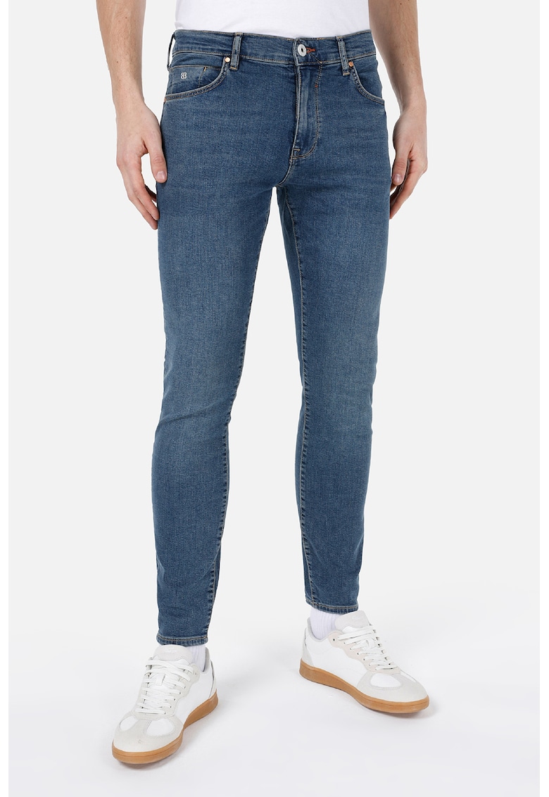 Blugi skinny cu talie medie - Albastru inchis