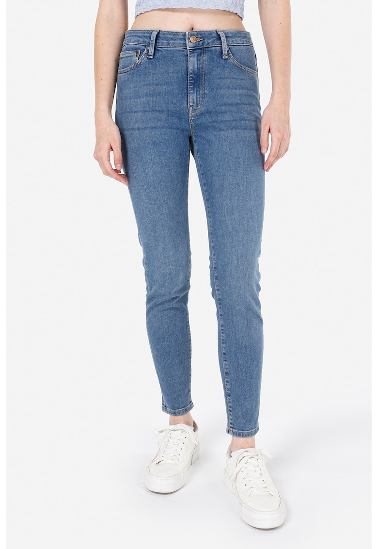 Blugi skinny cu talie inalta - Albastru prafuit