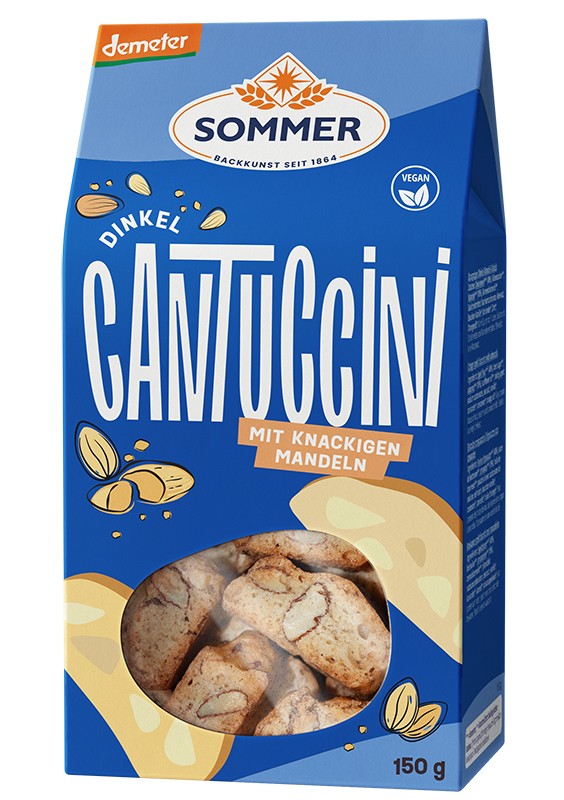 Cantuccini bio crocant din grau spelta cu migdale, demeter 150g Sommer