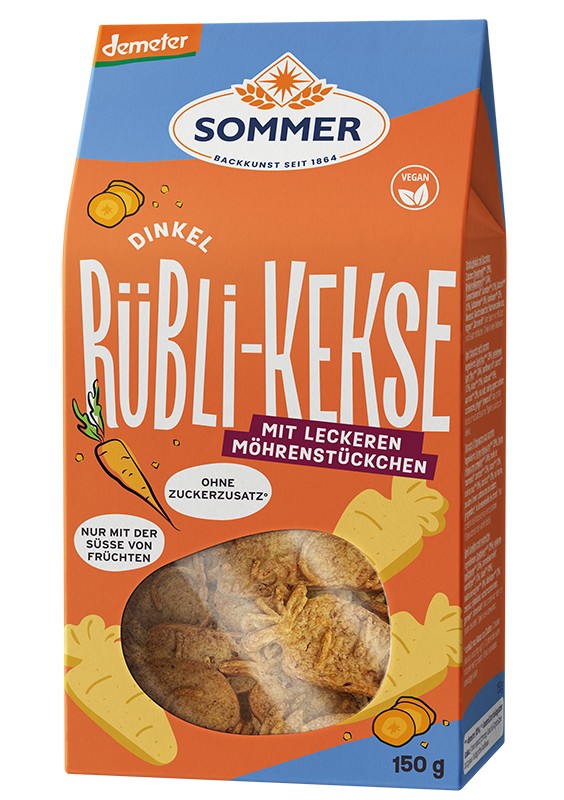 Biscuiti bio din grau spelta fara zahar, cu morcovi, demeter 150g Sommer