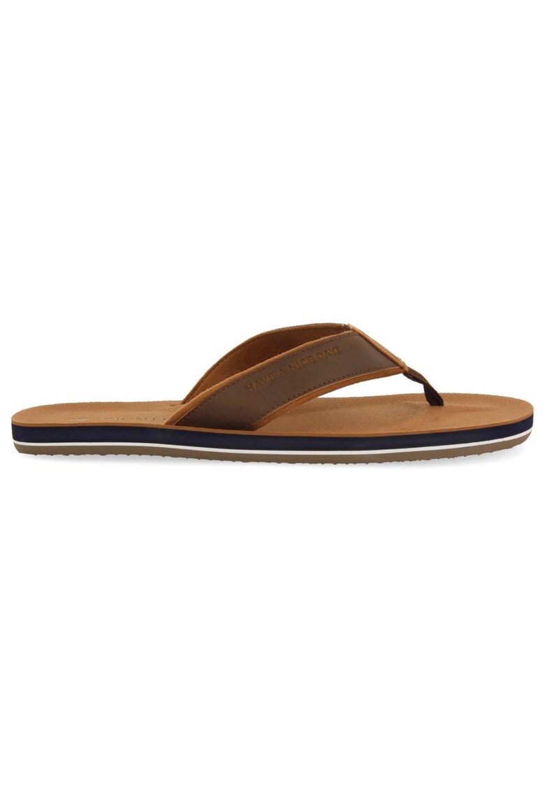 Papuci flip-flop cu bareta contrastanta - Maro deschis