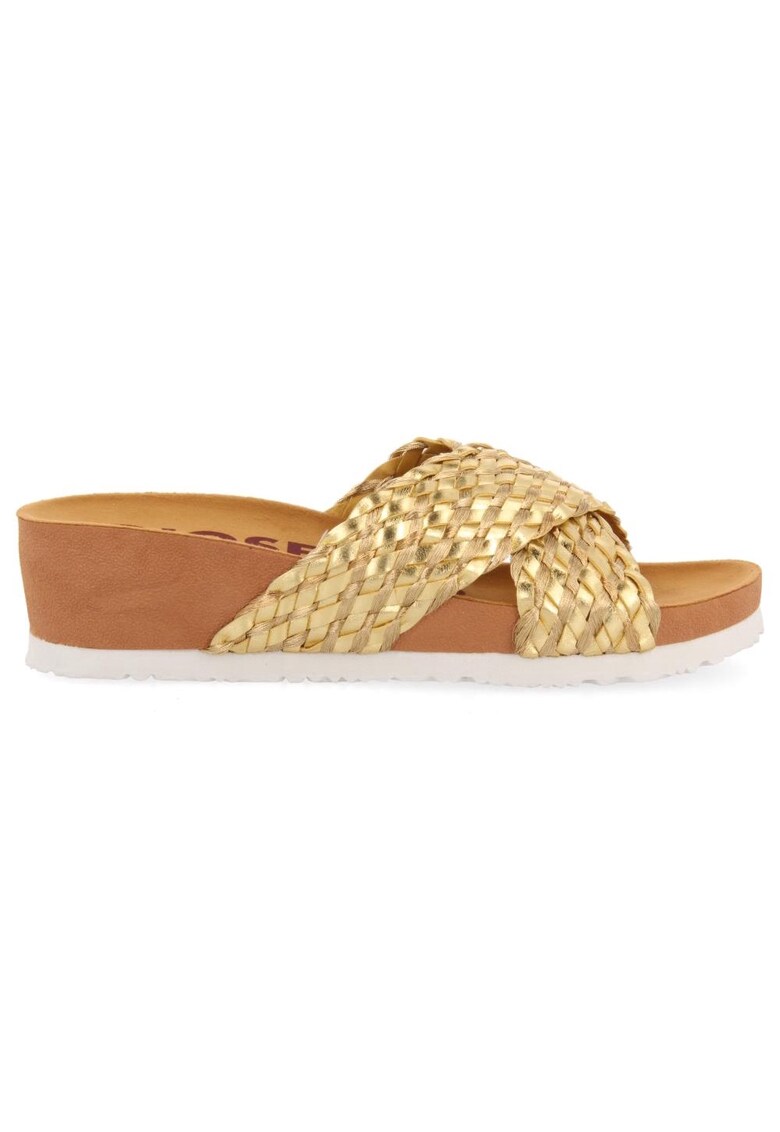 Papuci wedge cu barete incrucisate TURIACU 27689 - Auriu