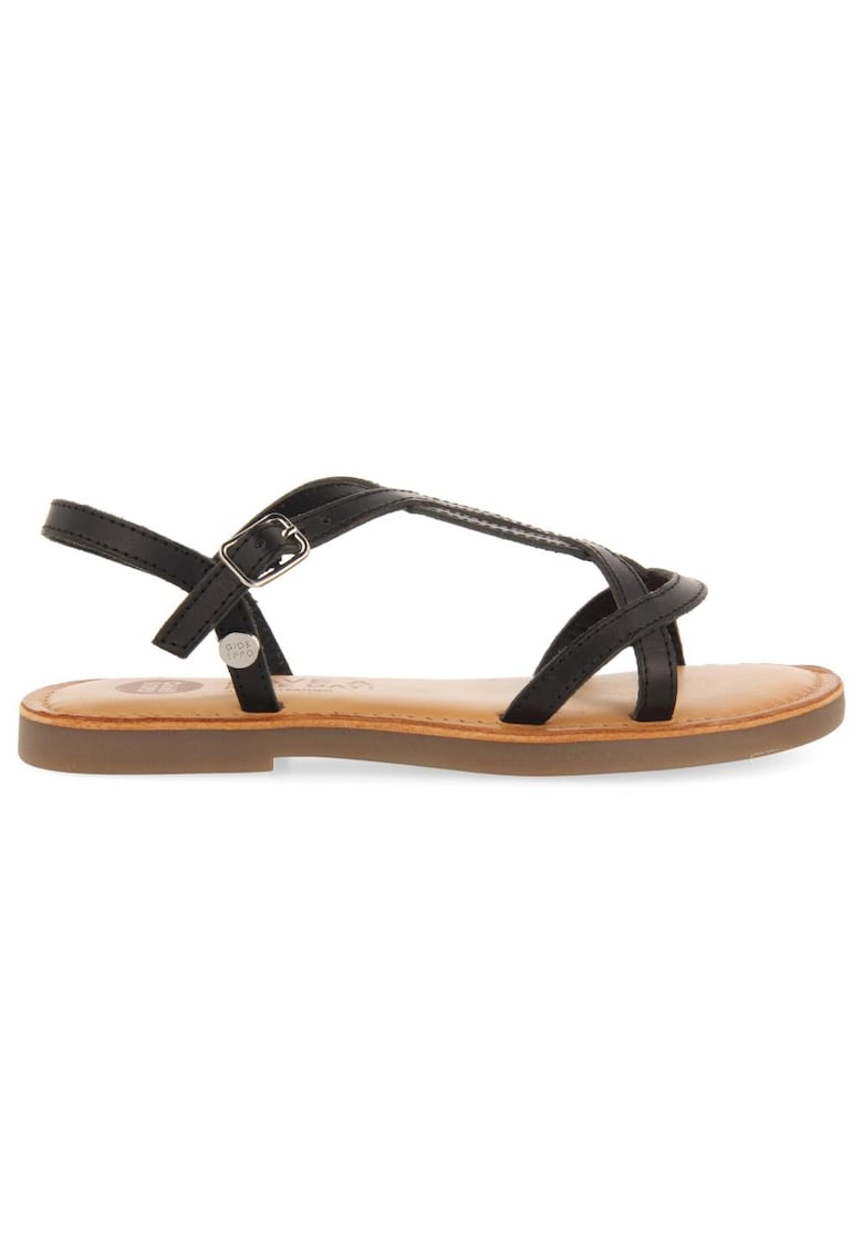 Sandale de piele cu bareta ajustabila - Negru