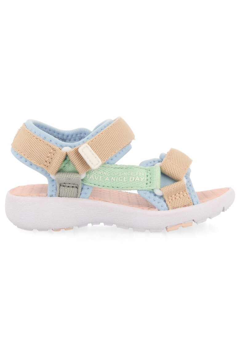 Sandale cu velcro si aspect contrastant ROCHEDO 27703 - Piersica/Albastru glaciar