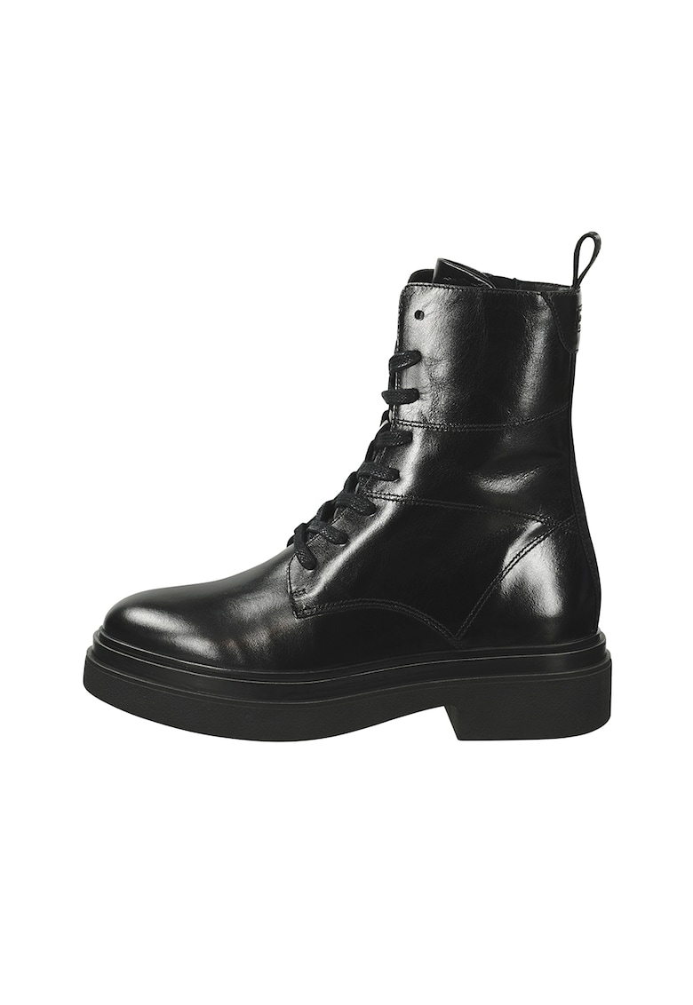 Ghete de piele cu sireturi - Negru