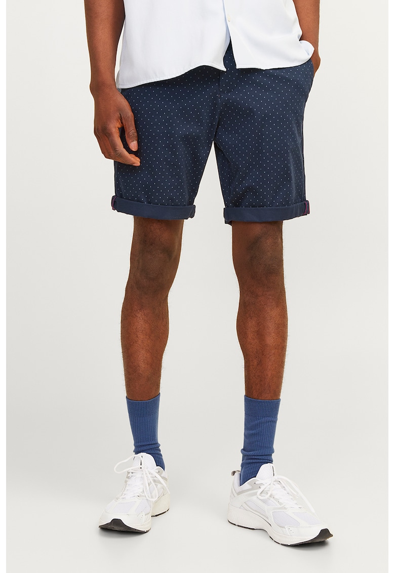 Pantaloni chino scurti cu model uni - Bleumarin