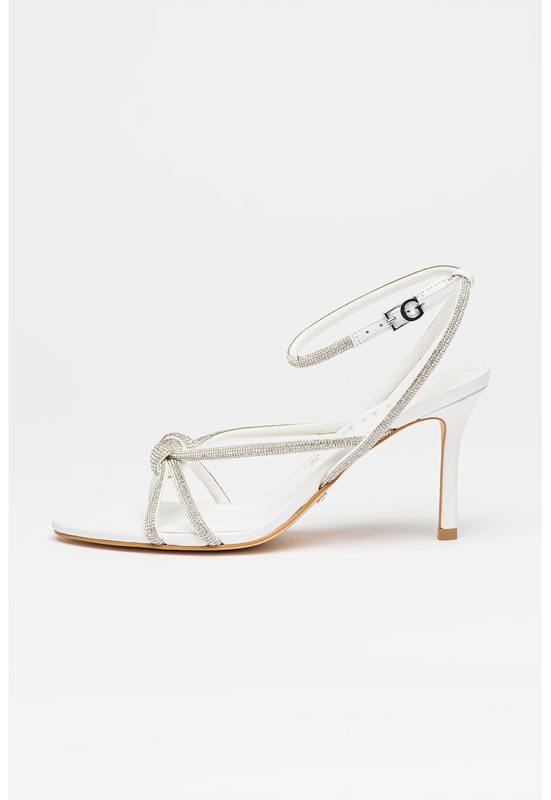 Sandale stiletto cu strasuri - Alb