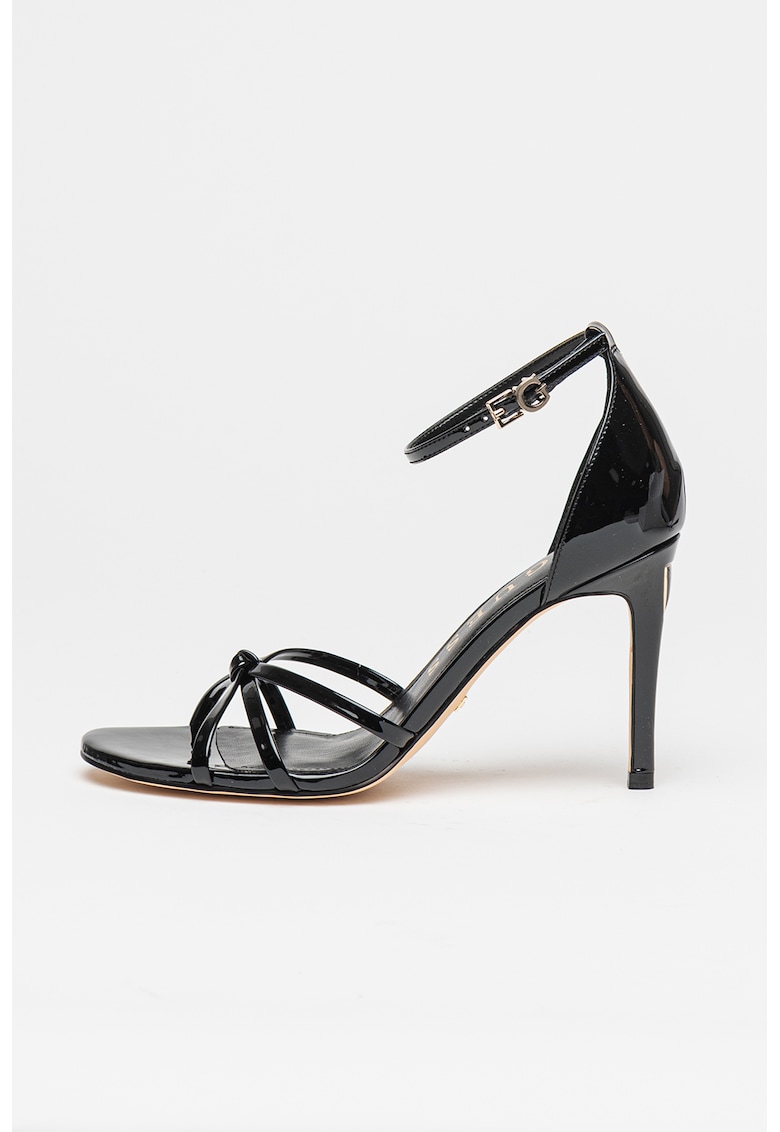 Sandale stiletto cu aspect lacuit - Negru