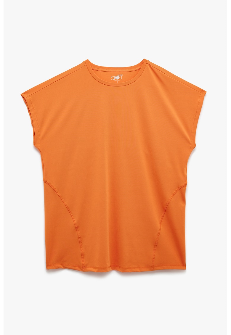 Tricou uni cu decolteu rotund - Portocaliu mandarina