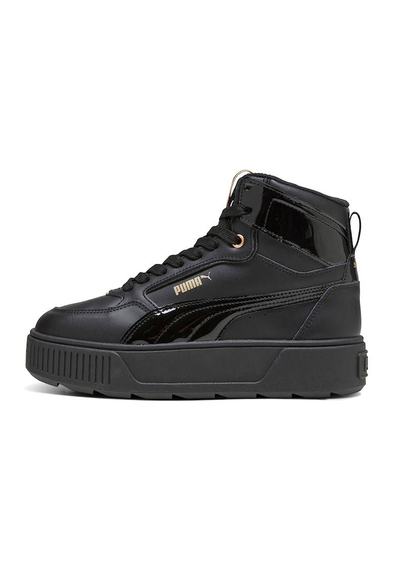 Pantofi sport flatform mid-high cu garnituri de piele Karmen Rebelle - Auriu/Negru