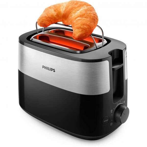 Oferte la Prajitor de paine Philips HD2516/90, 830 W, 2 fante variabile, functie dezghetare, grilaj incalzire integrat, 8 setari, Negru