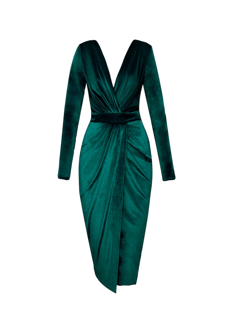 Rochie bodycon de catifea Jade Agate - Verde