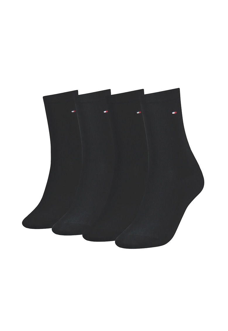 Set de sosete lungi cu monograma discreta - 4 perechi - Negru