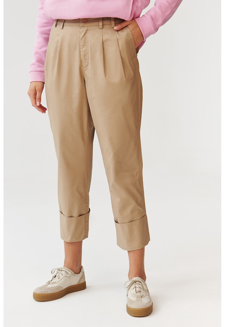 Pantaloni crop cu buzunare Erto - Maro nisip
