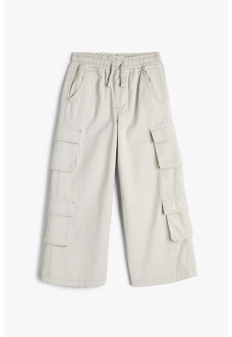 Pantaloni cargo cu talie elastica - Gri deschis