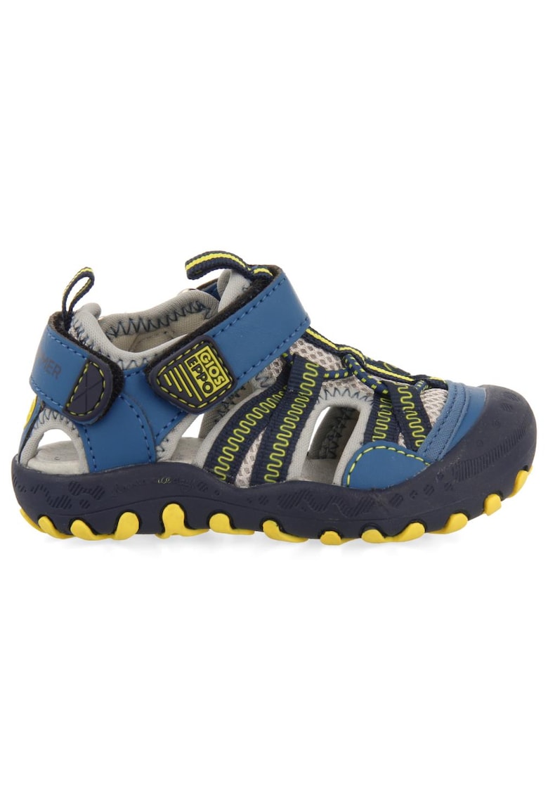 Sandale de piele ecologica cu aspect contrastant CURVELO 27699 - Gri/Albastru