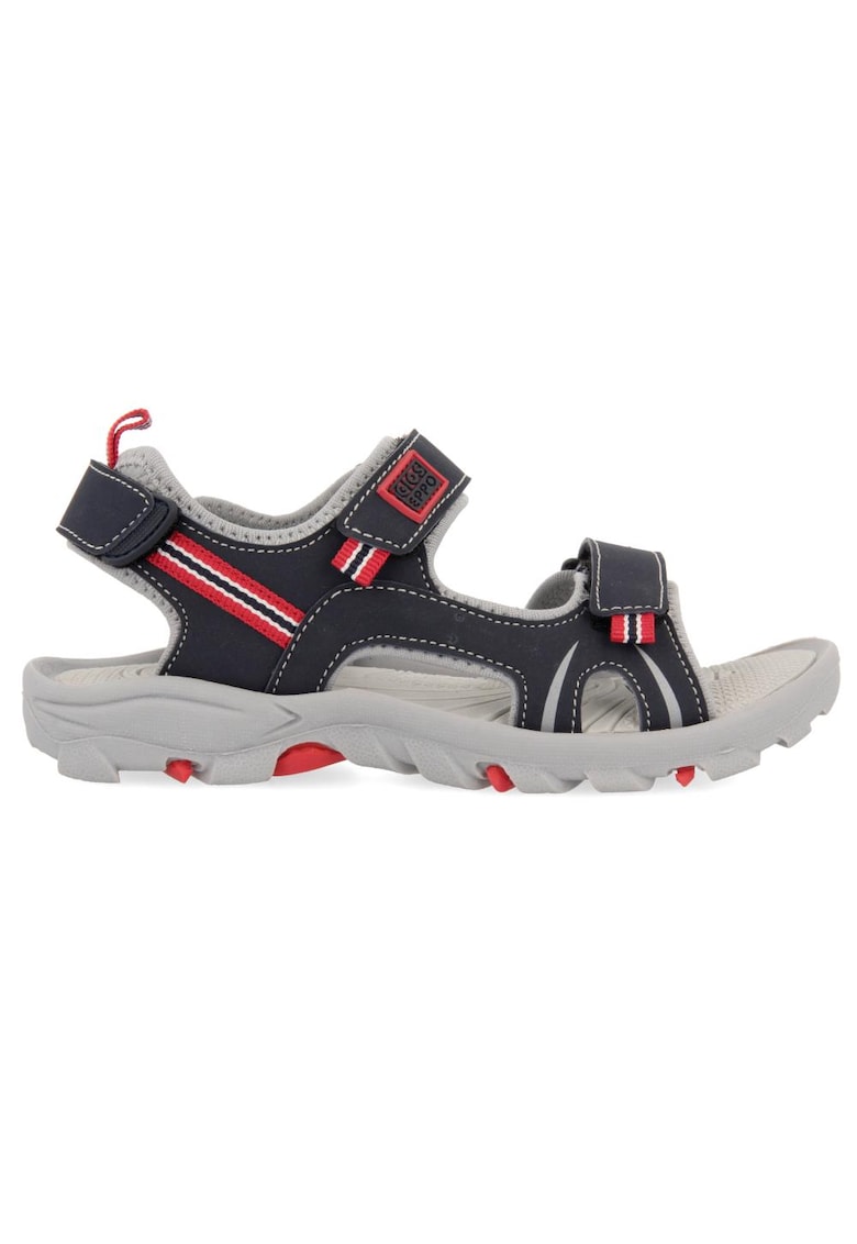 Sandale cu velcro si detalii contrastante - Bleumarin