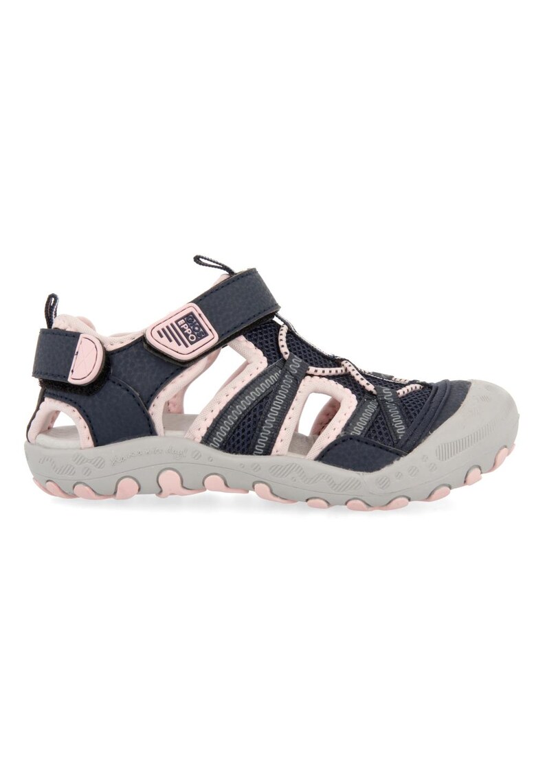 Sandale cu velcro si decupaje Mazatlan 27603 - Roz pal/Bleumarin