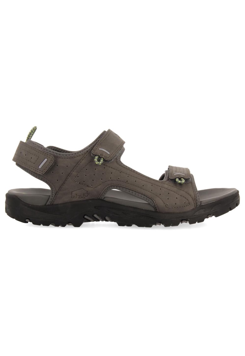 Sandale de piele ecologica si material textil cu velcro - Maro taupe