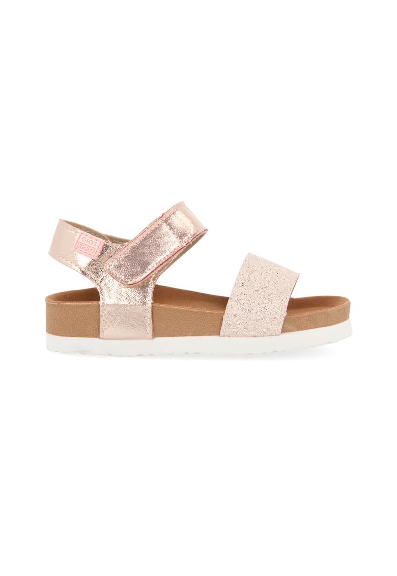 Sandale stralucitoare cu velcro - Bronz