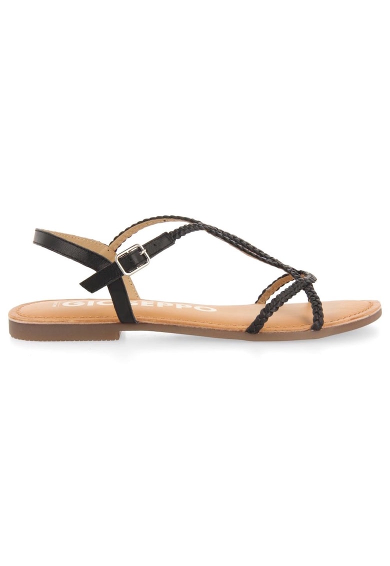 Sandale de piele cu design impletit - Negru