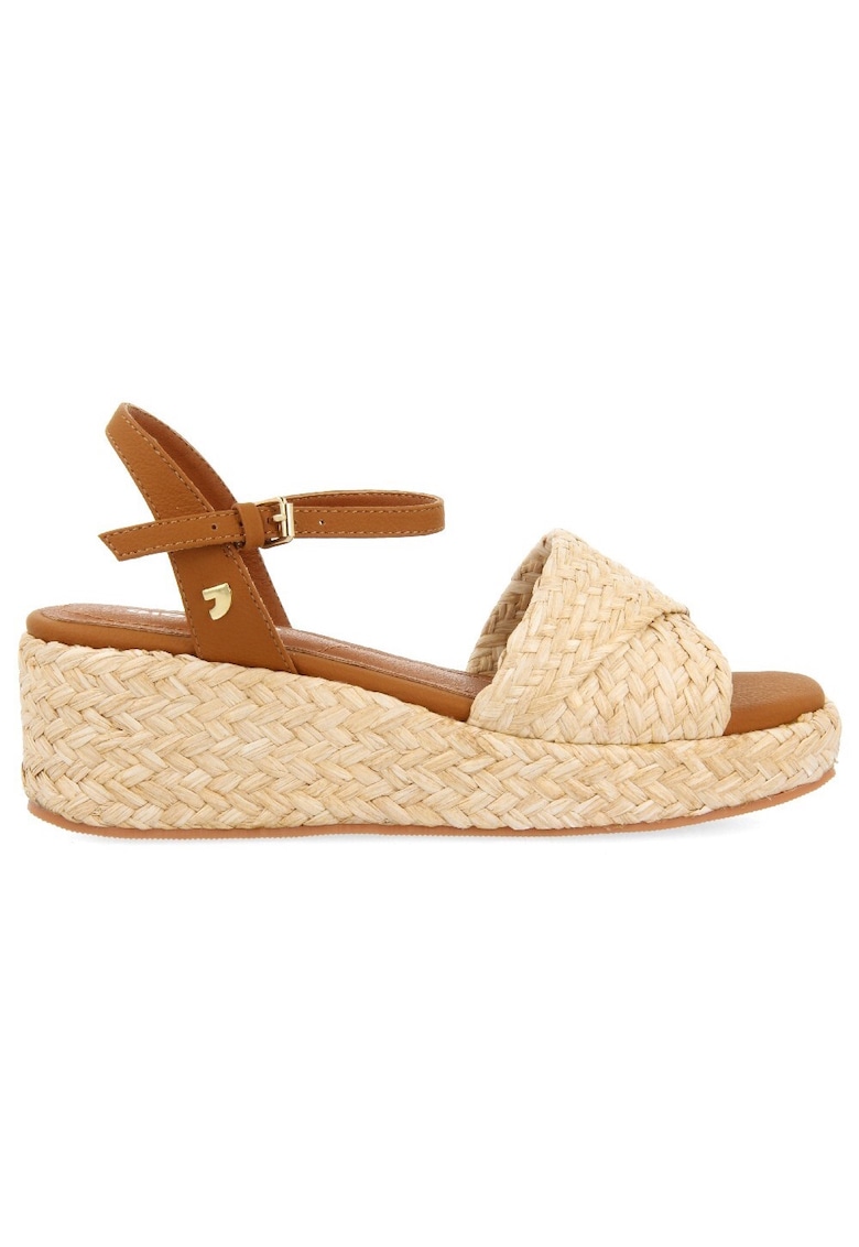 Sandale wedge cu design impletit - Maro/Bej