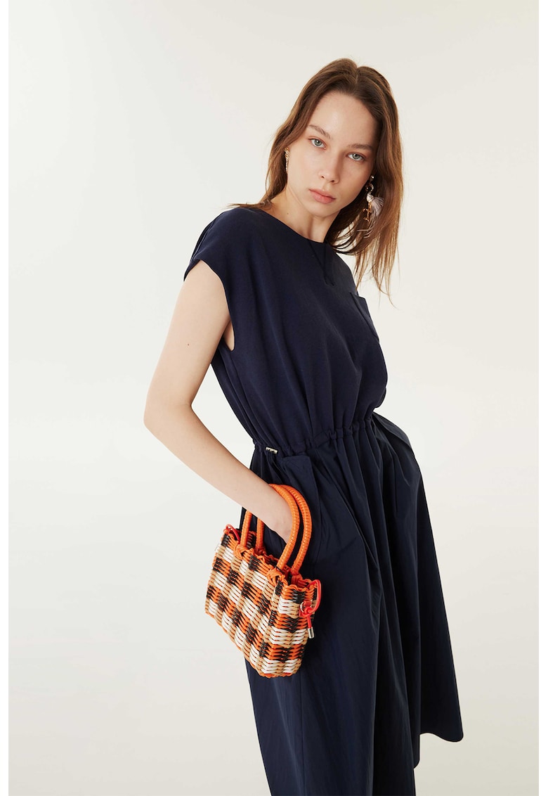 Rochie midi cu talie elastica - Albastru ultramarin