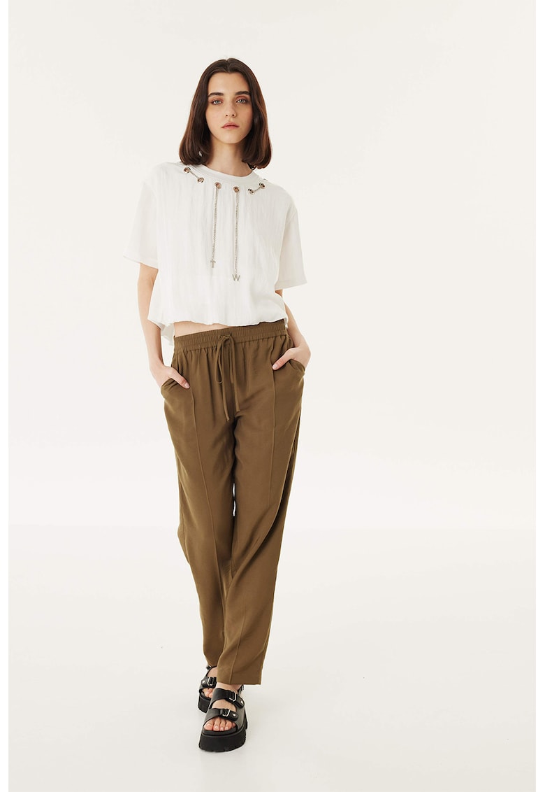 Pantaloni jogger cu snur - Kaki inchis