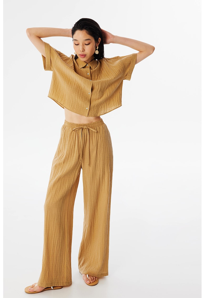 Pantaloni din amestec de lyocell - Caramel