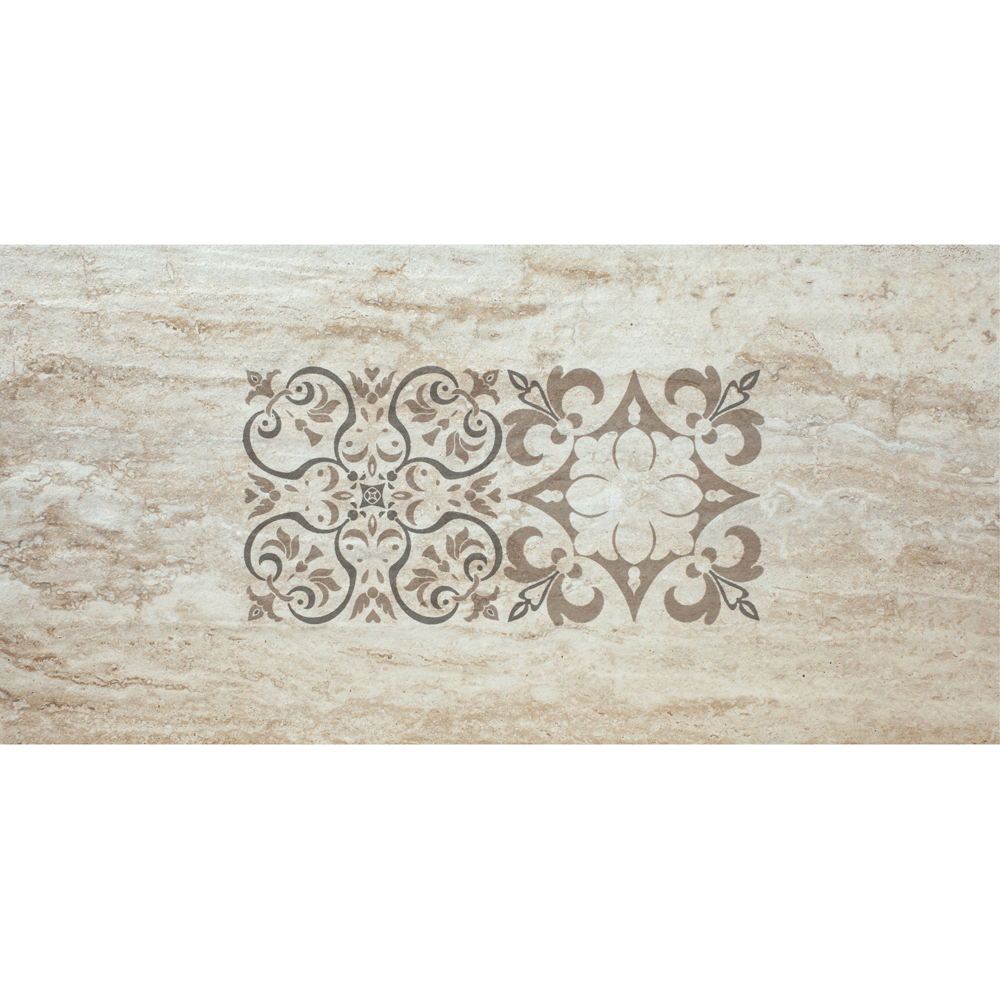 Faianta decor Keramo Rosso Agora Centre, finisaj estetic, bej si maro, model geometric, 30 x 60 cm