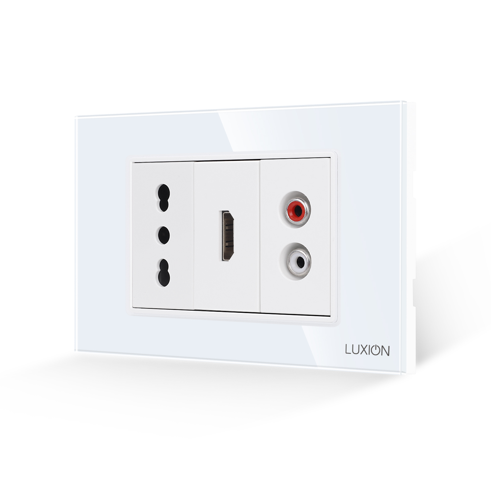 Priza Ingusta + HDMI + Audio cu Rama Din Sticla LUXION, Standard Italian, 3M