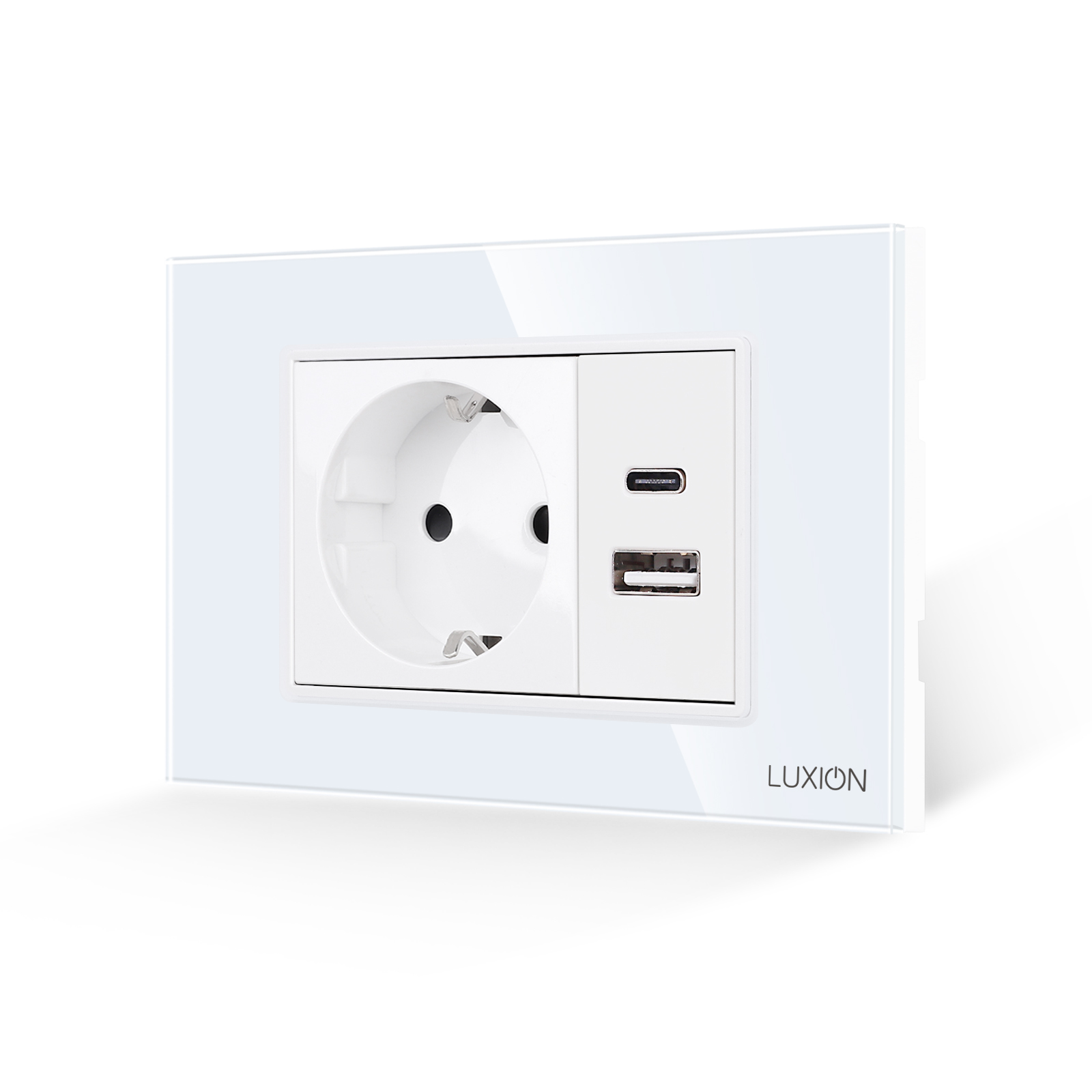 Priza Schuko si USB A+C cu Rama din Sticla LUXION, Standard Italian, 3M