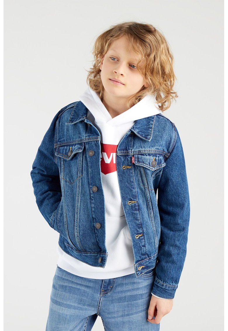 Jacheta din denim - Alb optic/Bleumarin