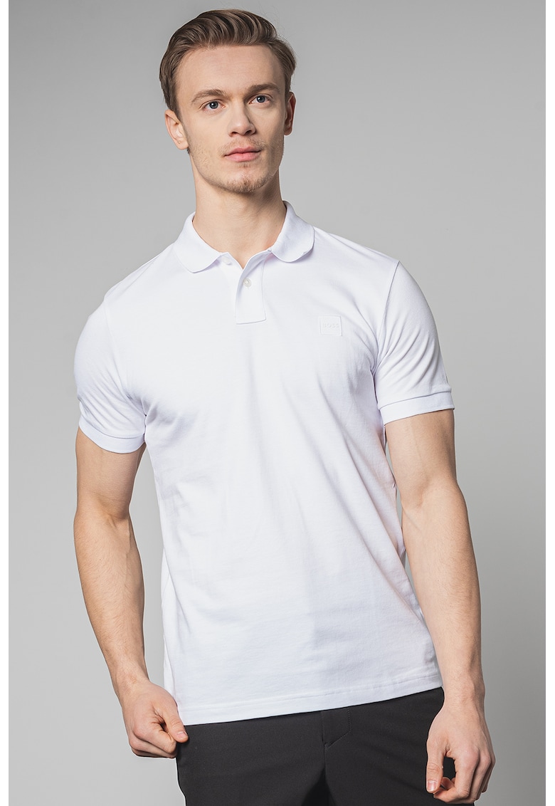 Tricou polo slim fit Passenger - Alb