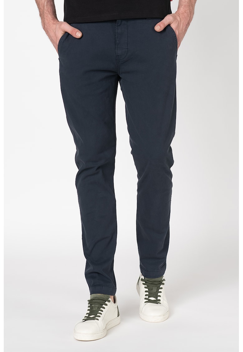 Pantaloni chino slim fit cu croiala conica - Gri carbune