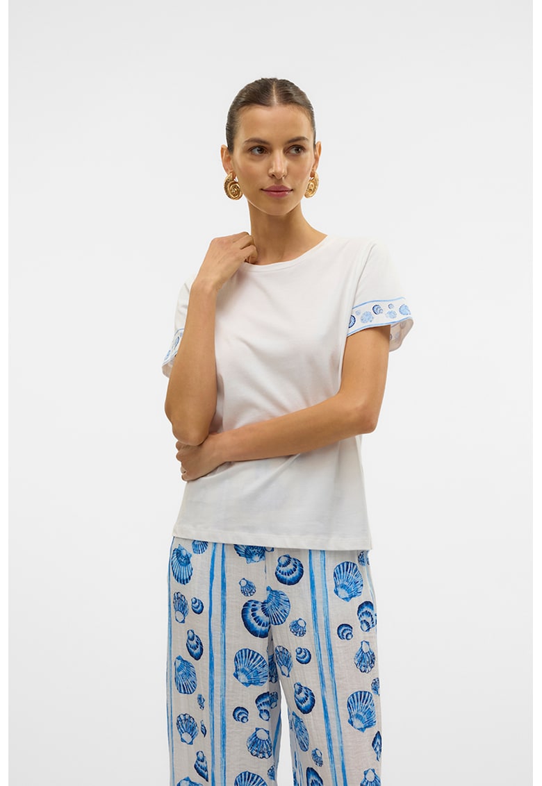 Tricou din bumbac organic cu imprimeu grafic - Alb/Albastru