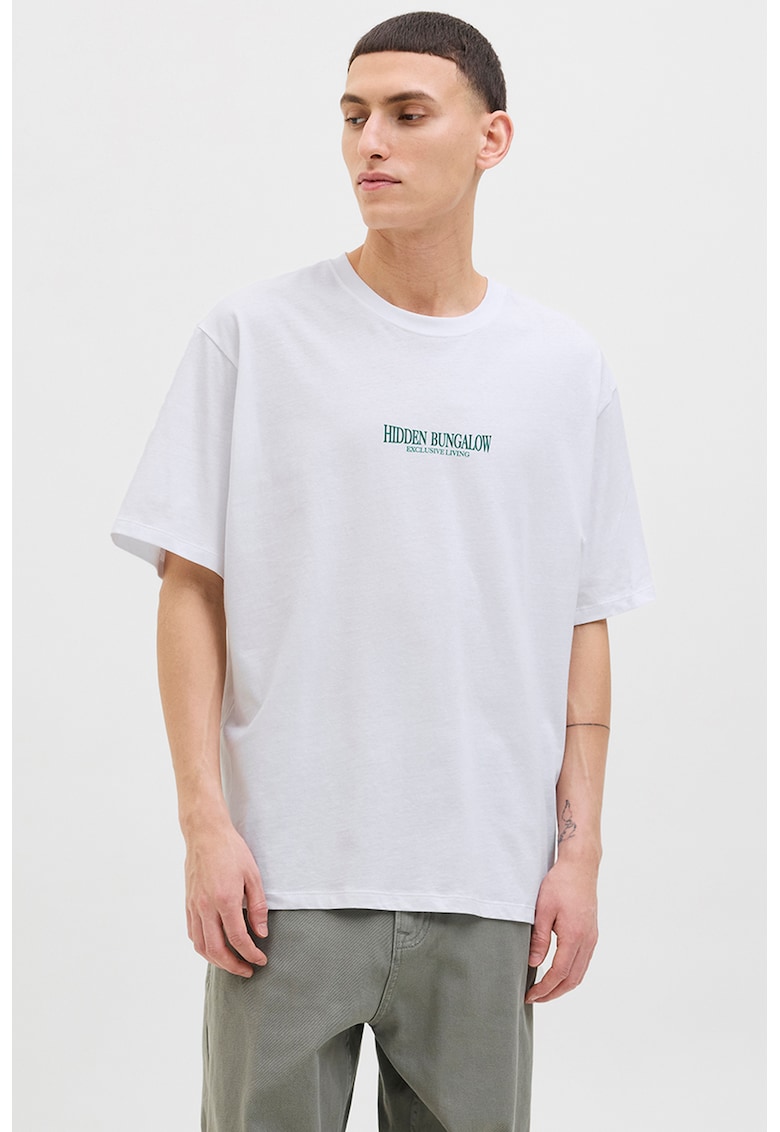 Tricou de bumbac cu imprimeu - Alb/Verde
