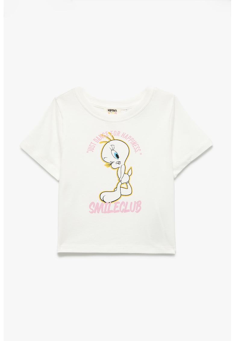 Tricou cu imprimeu desene animate - Roz pastel/Galben sofran/Alb murdar